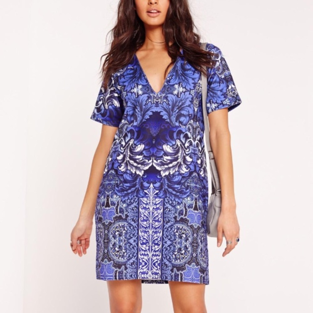Misguided indigo Porcelain Shift dress